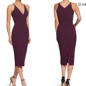 NWT Dress the Population Lyla crepe burgundy dress Sz XL